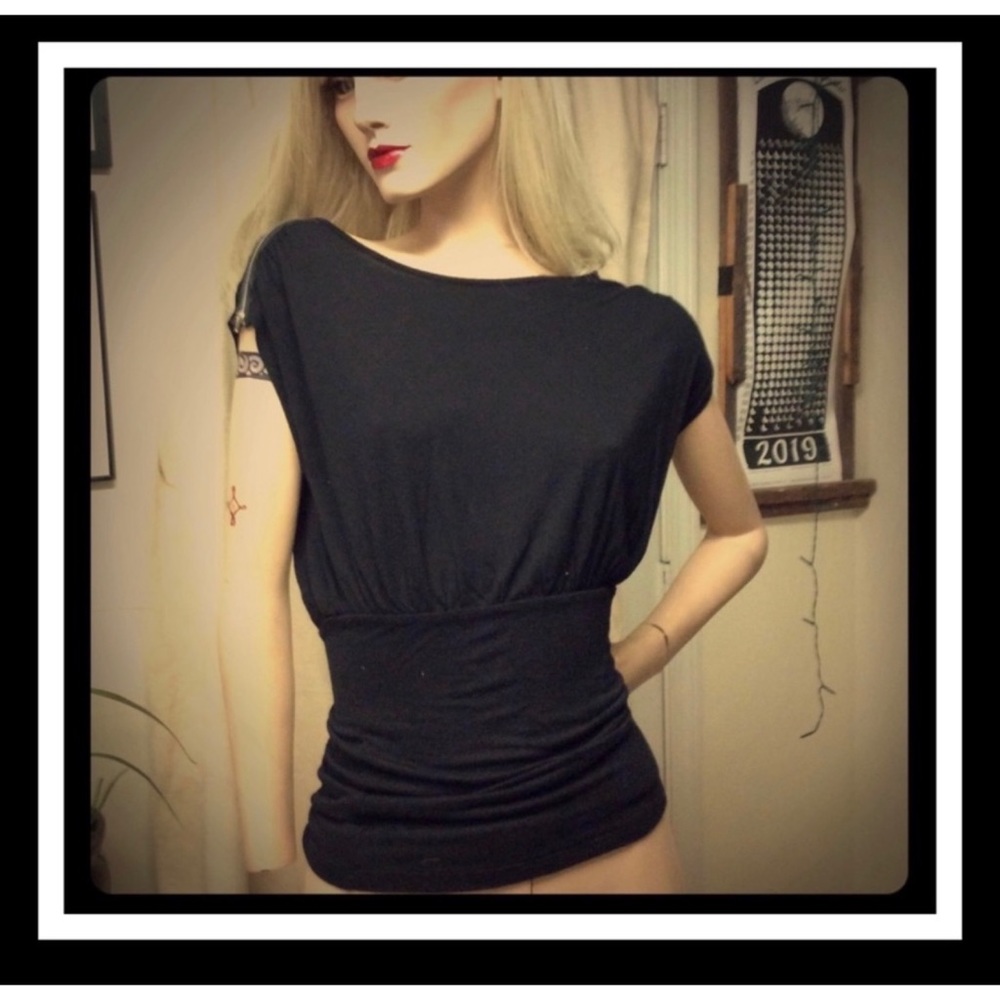 Miley Cyrus & Max Azria XS Black Zippered Top